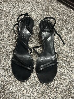 Aldo Black Strappy Wrap-Heel Sandals